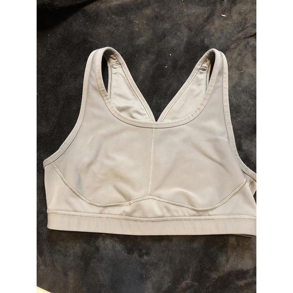 Athleta Sports Bra Women's Size M Grey Solid Hook & Eye Moisture Wicking